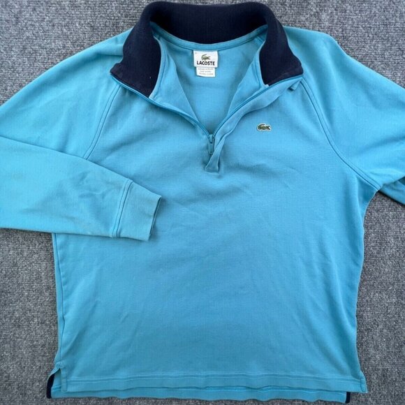 Lacoste 1/4 Zip Jacket Mens Large 6 Light Blue Long Sleeve Pullover w Logo - Picture 1 of 13